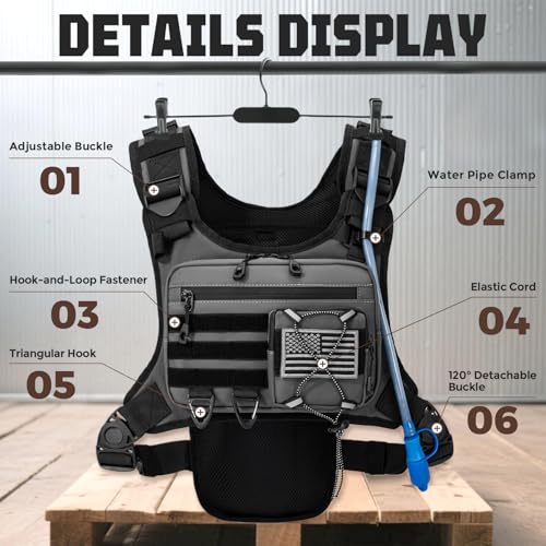 Hydration Vest with 2L Water Bladder for Men and Women,Lightweight Adjustable Hydration Backpack,Hiking Backpack with Water Bladder for Climbing Cycling Hiking - color: Grey