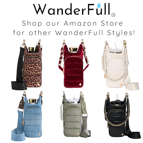 WanderFull Original HydroBag Crossbody Water Bottle Holder with Phone Pocket, Fits Water Bottles up to 32 oz - color: Black Shiny