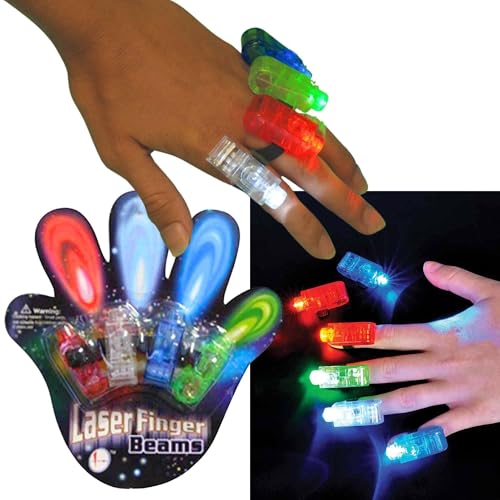 Flashing Panda FingerBeams LED Finger Ring Lights, 4 Color Flashlights Per Pack, Stocking Stuffers, Rave, Night Club, Parties, Concerts, Safety at Night, Halloween