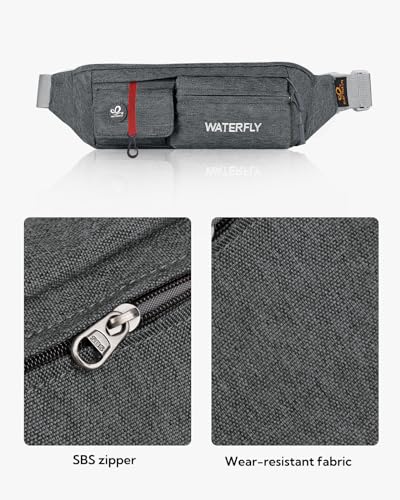 WATERFLY Small Fanny Pack for Women Men, Crossbody Travel Waist Bag - color: Dark Gray