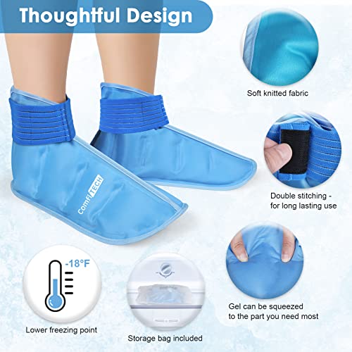 ComfiTECH Foot Ice Pack Wrap for Feet, Cooling Boot for Ankle, Cold Heel Pad for Plantar, Large - size: Large