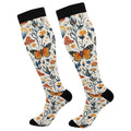 Snowflake Red Christmas Compression Sock for Women Men Funny Support Knee High Socks Running,Nurses,Travel - color: Butterfly Mushrooms