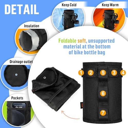 Ultra Thin Bike Water Bottle Holder for Handlebar 24-32 oz Bike Cup Holder with Removable Fastener Straps Bike Bottle Holder for Mountain Bike, Road Bike, eBike, Scooter - color: 24-32oz, Lightweight Black