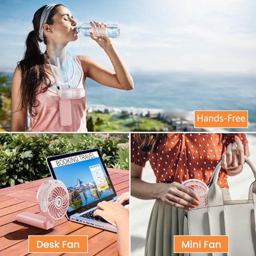 HandFan 5200mAh Upgraded Handheld Misting Fan, Personal Mister Fan, Spray Water Mist Fans USB Rechargeable, Electric Mini Cooling Ice AC Fans for Summer Beach Travel Gifts for Women(Pink) - color: Pink