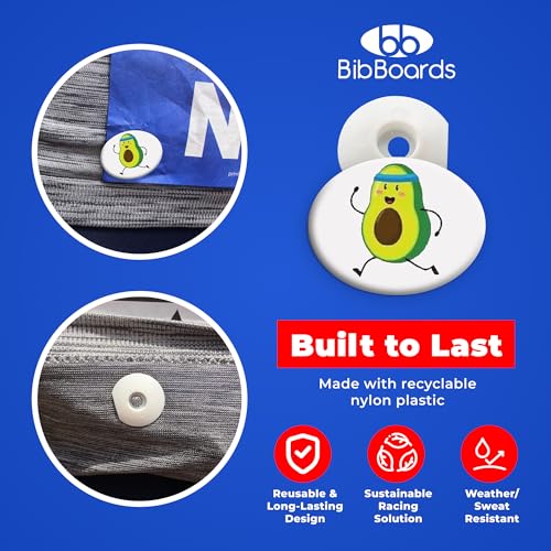 BibBoards bibSNAPS Race Bib Clips, Running Avocado, 4 Pack - color: Running Avocado