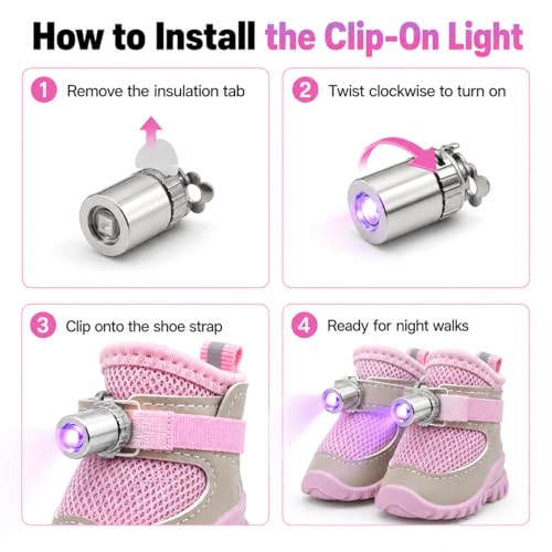 Dog Shoes LED Light, Clip-On Safety LED Light for Pet Boots, Night Visibility Shoe Light, Waterproof Glowing Accessory for Dog Shoes, Halloween Light Up Pet Shoe Light (Rainbow Flash, 4)