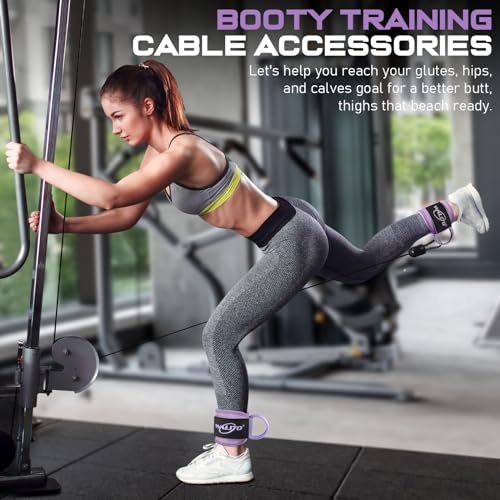Ankle Straps for Cable Machines, Leg Straps for Glute Kick Back Accessories - color: Macaron Purple