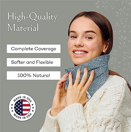 SacksyThyme Microwave Heating Pad for Back, Neck, Menstrual Cramps, Shoulders, Leg Pain Relief - Hot Moist Microwavable Therapy Pack - Gray Unscented Flaxseed Heat Pad Made in USA - size: 18” x 7”