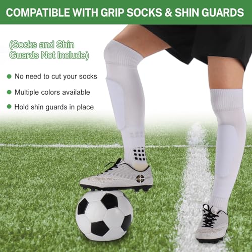 Ultrafun 3 Pairs Leg Sleeves Pre-cut Soccer Sleeves Compatible with Grip Socks Shin Guards Sleeves for Soccer Football - color: White, size: Large