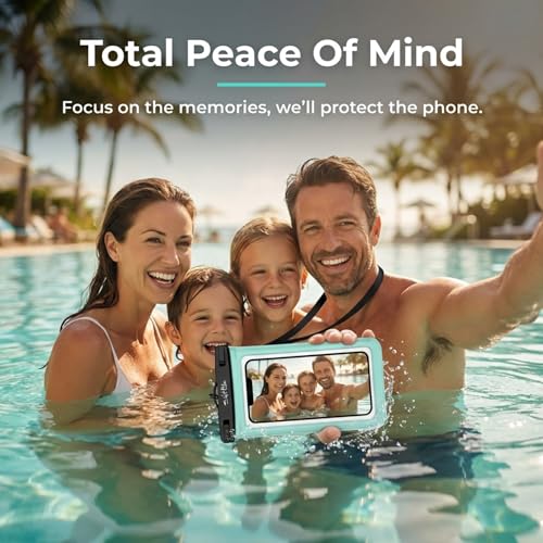 Salt Life Waterproof Phone Bag Sleeve – IPX8 100% Waterproof Protection, Universal Phone Pouch with Touchscreen Clear Window, Secure Seal Closure & Lanyard for Beach, Pool, Kayak & Travel (Black) - color: Black