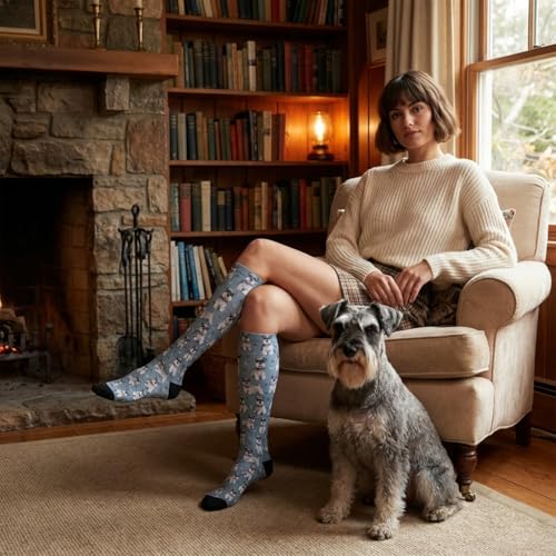 Cute Dog Compression Socks Women Men, Dog Lover Gift - color: Schnauzer1