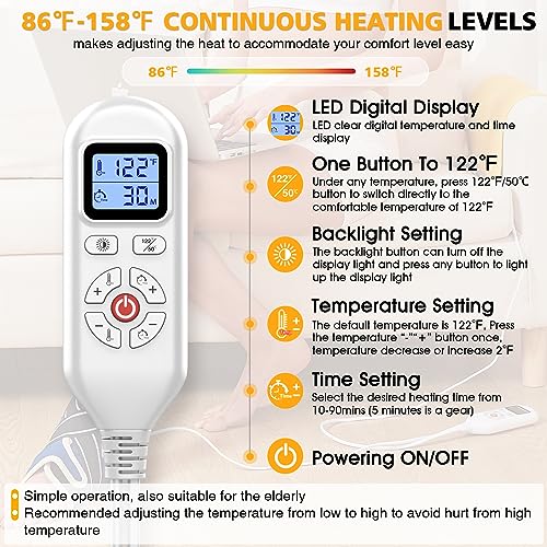 JOBYNA Heating Pad for Ankle, Upgrade Electric Heated Ankle Wrap for Ankle Pain Relief and Plantar Fasciitis Relief, 86℉-158℉ & 10-90mins Auto Shut Off (1 Pack)