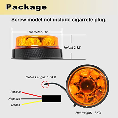 Agrieyes W47S w/Replaceable Lens Amber LED Beacon Lights, Emergency Strobe - size: Screw