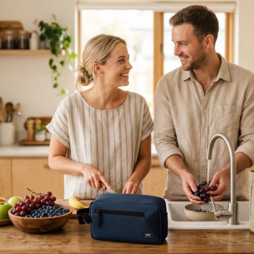 MIER Small Freezable Snack Bags Mini Cooler with 2 Gel Packs, Dark Blue - color: Dark Blue