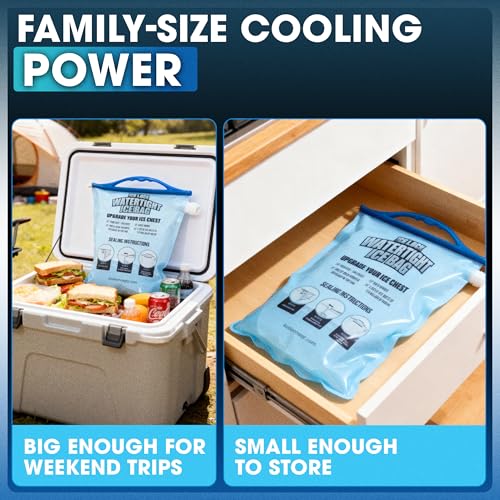 Large Leakproof Ice Bag. Reusable Ice Pack for Cooler - Long Lasting Instant Cooler Ice Packs - Drop in Cubed Ice to Make Cold, Dry Freezer Packs for Coolers - Drink Your Ice When It Melts - size: Large (96 fl oz) / 2 Pack