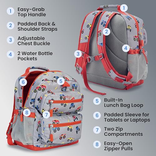 Bentgo Kids Print Durable & Water-Resistant Backpack - color: Trucks, size: Kids Medium