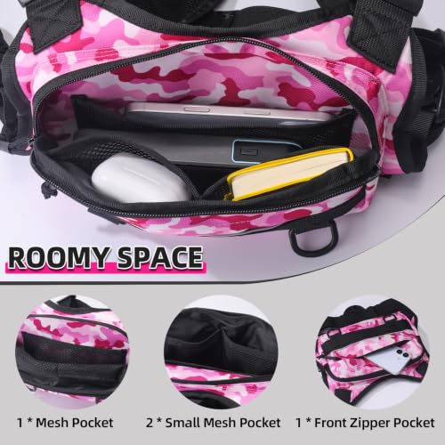 Running Vest for Men and Women, Lightweight Chest Pack with Phone Holder and Adjustable Strap, Reflective Water Resistant Chest Bag for Workouts, Cycling and Hiking (Red Camo) - color: Red Camo