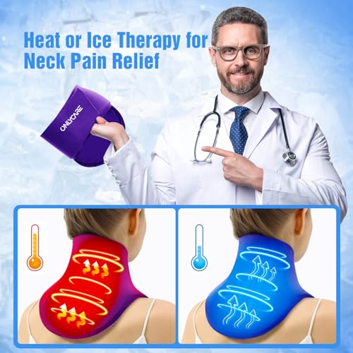 ONLYCARE Neck Ice Pack Wrap Gel - Upgraded Shoulder Ice Packs for Injuries Reusable, Hot and Cold Compress Ice Packs for Neck, Relief of Pain, Swelling, Sprains, Office Pressure - color: Purple