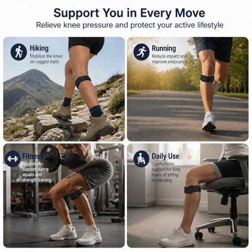 1 Pair Sports Patella Knee Strap Shock Absorbing Knee Support - color: Black