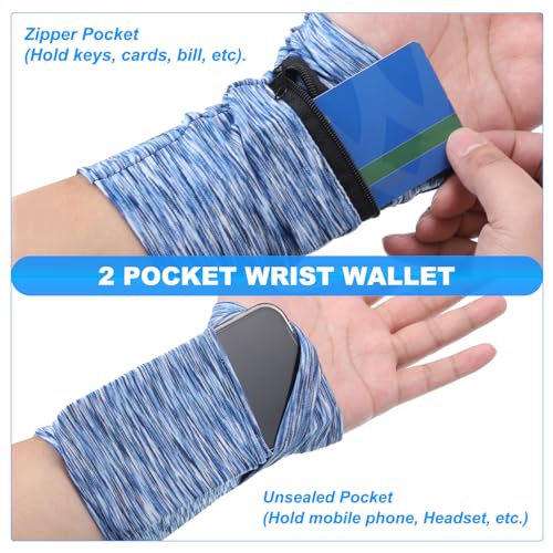 PATIKIL 6"x 4" Wrist Pouch, Wrist Wallet Sports Wristband Wallet with Zipper Pocket for Running Jogging Hiking Cycling Yoga, Colorful