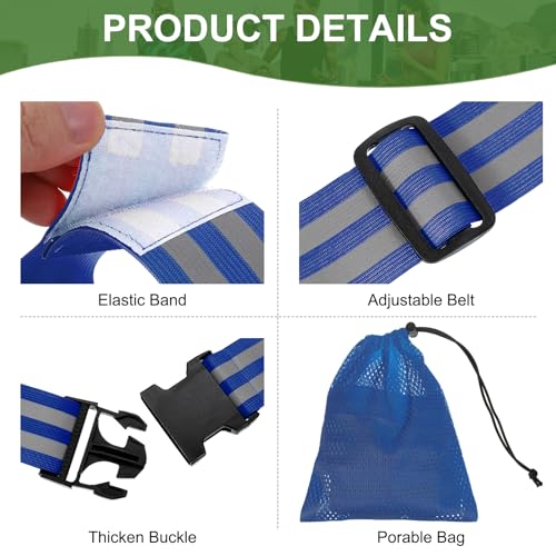 PATIKIL High Visibility Reflective Bands for Wrist Arm Ankle Leg, Adjustable Reflective PT Belt with Armbands & Storage Bag for Women Men Night Running Walking Cycling - color: Blue