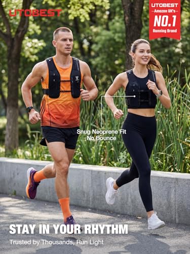 UTOBEST Running Vest Reflective Hydration Backpack 5L UTR113 - color: Vest（500ml flask included）, size: Small