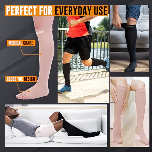Doc Miller Compression Socks 8-15 mmHg for Women & Men, 1 Pair - color: Beige, size: 3X-Large