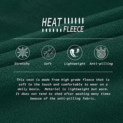 33,000ft Men's Fleece Vest Outerwear Lightweight Zip Up Sleeveless Jacket - color: Green, size: Large