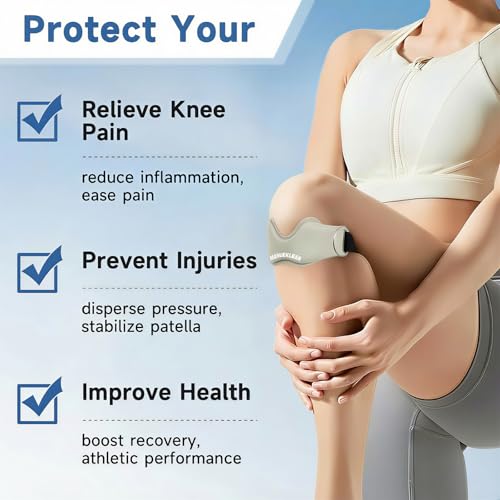 MANUEKLEAR V-Shaped Patella Bands, Adjustable Flex Wrap Patellar Tendon Support Strap for Men Women, Silicone Patella Knee Straps Suitable for Pain Relief Running Hiking Basketball, (2pcs) (Cyan) - color: Cyan