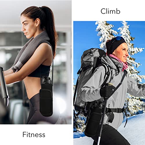 32 oz Water Bottles with Strap & Straw, Sport Motivational Water Bottles - color: Dark Black