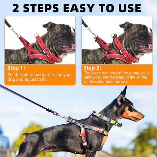 YUEPET 2 Pack Dog Collar Safety Clips, Handwoven Double-Ended Backup Clips - color: Deep Black*2