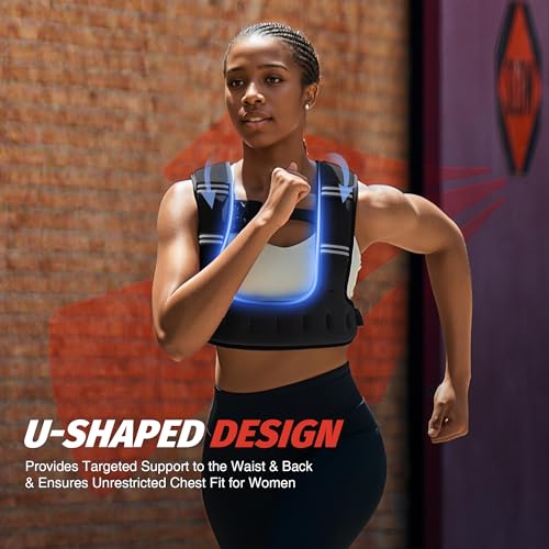 ZELUS Weighted Vest for Women & Men, U-Shaped Running Vest with Arm Pocket - color: Black, size: 16LB