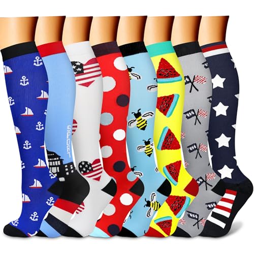 FEYHAY Copper Compression Socks (8 Pairs) 15-20 mmHg Circulation is Best Athletic & Daily for Men & Women, Running, Climbing - color: 16 Colour Mixture, size: Small-Medium