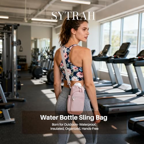 SYTRAH Water Bottle Carrier Bag with Strap, Insulated Corssbody Purse - color: Pink