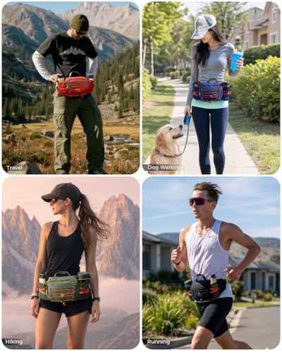 Fanny Pack with 2 Water Bottle Holder for Women Men, Waist Bag - color: Orange