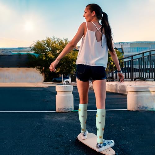 Junely Compression Socks for Women Knee High Stockings Funny Cute - color: A06blue Cat