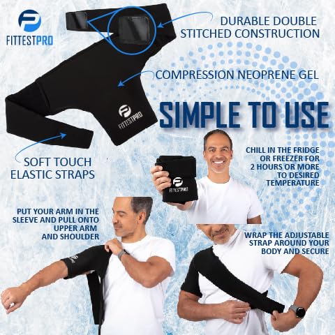 Fittest Pro Shoulder Ice Pack Wrap, HSA or FSA Eligible, Reusable Cold Therapy Wrap for Tendonitis, Swelling, Rotator Cuff, and Recovery - style: Shoulder