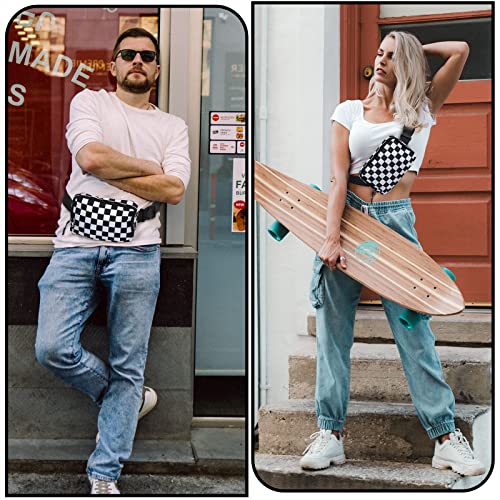 Amazerbst Belt Bag, Fanny Pack, Everywhere Belt Bag,40 Inch Adjustable Strap,for Women and Men,Waterproof - color: White Black