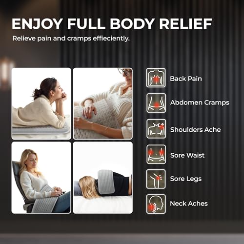 Heating Pad for Back, Shoulders and Neck, Gray, 23.6 x 11.8 in - color: Grey, size: 23.6 x 11.8 Inch