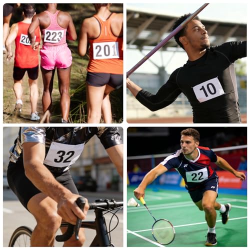 JEELAD Race Bibs 4" x 7" Running Bids Racing Numbers with Safety Pins Tyvek Tearproof Waterproof Number Cards 1-200 for Marathon Runners Sports Races Competition Events - color: White [4"x7"] 001-150
