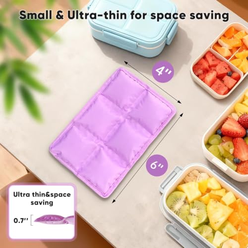4 Pack Flexible Ice Packs for Lunch Boxes & Coolers, Lightweight - color: Purple