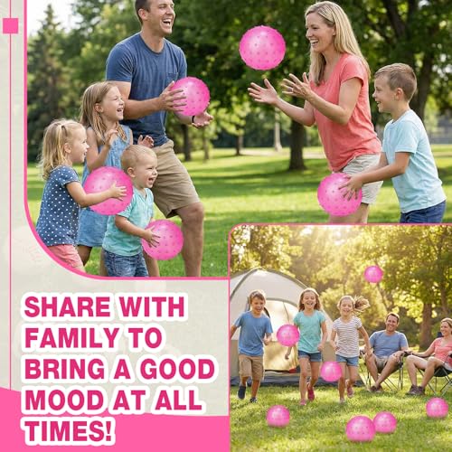 Jerify Knobby Balls Spiky Sensory Bouncy Balls Bulk - color: Pink
