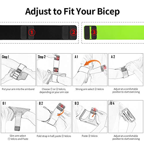 Running Armband with Earphone Pouch Fits Phones up to 6.9" - color: Green (Up to 6.9''), size: Medium