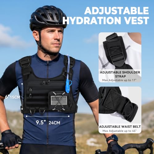 Hydration Vest with 2L Water Bladder for Men and Women,Lightweight Adjustable Hydration Backpack,Hiking Backpack with Water Bladder for Climbing Cycling Hiking - color: Black