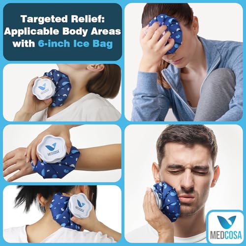 Medcosa Ice Bags Set of 3 | 6" 9" 11" (15.2cm 22.9cm & 27.9cm) | Stay Dry, Stay Cool with Our Reusable Soft Fabric Ice Pack | for Sport Injuries R.I.C.E Treatment Scrapes Headaches - style: Ice Bag - Pack of 3