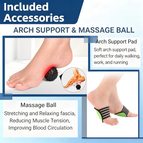 Plantar Fasciitis Night Splint with Massage Ball and Arch Support, Adjustable Achilles Tendonitis Brace Relief, Planter Facetious Support Sock for Women (6-8.5) Men (5-7.5) -Gray - color: Small-Gray