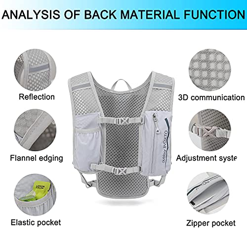 INOXTO Running Hydration Vest Backpack,Lightweight Insulated Pack with 1.5L Water Bladder Bag Daypack for Hiking Trail Running Cycling Race Marathon for Women Men - color: Light gray dark blue