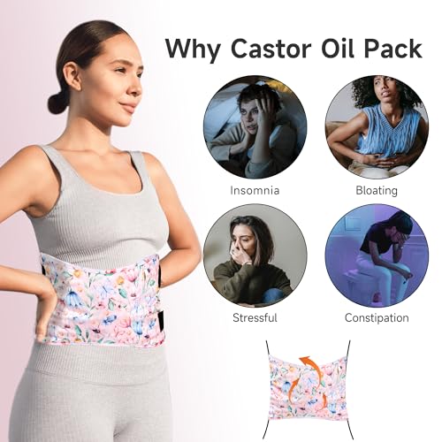 Langsprit Castor Oil Pack Wrap, Cotton Castor Oil Packs for Liver Detox，Butterfly L - color: Flower Butterfly