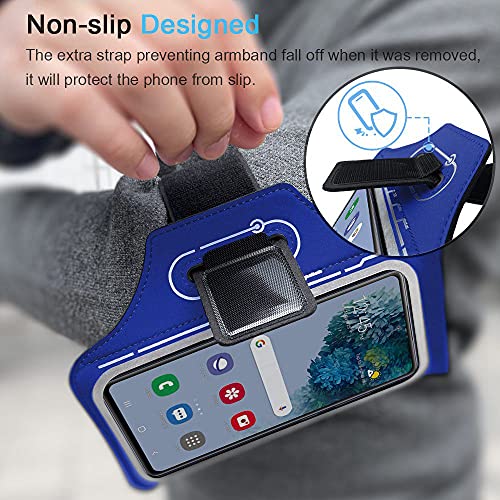 Armband for Samsung Galaxy S26 S25 S24 S23 S22 Ultra/Plus/FE, Gym Running Workouts Arm Band with Earbuds Holder (Nav Blue) - color: Nav Blue