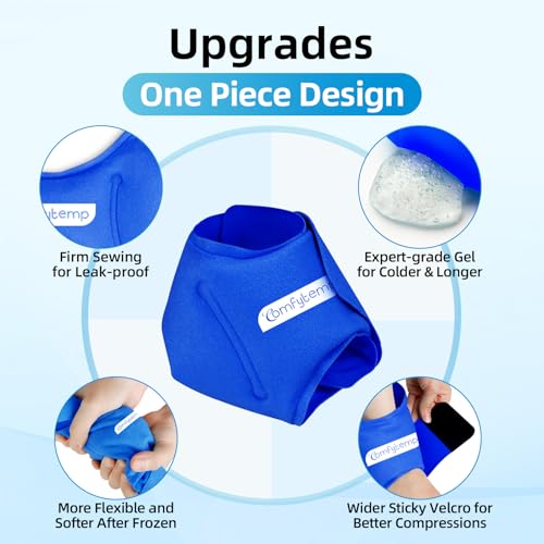 Comfytemp Ankle Ice Pack Wrap for Plantar Fasciitis, Achilles Tendonitis - color: Dark Blue, size: Standard